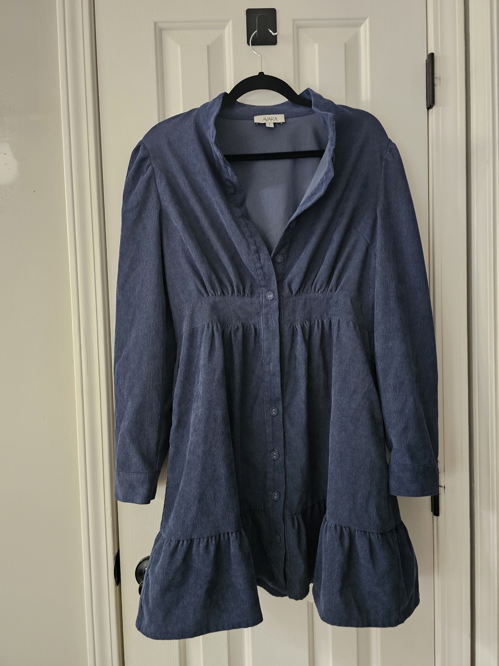 Button-Front Midi Dress in Indigo Blue